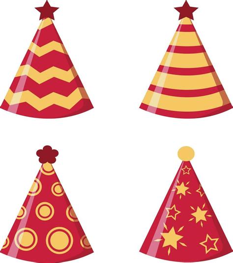 Collection Of New Year Hat Isolated On White Background Vector