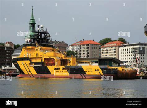 Loke Viking Tug Supply Vessel Ship In The Harbour City Of Bergen