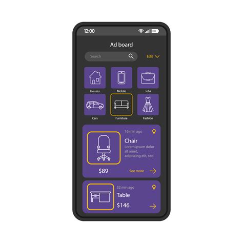 Online marketplace smartphone interface vector template. Mobile