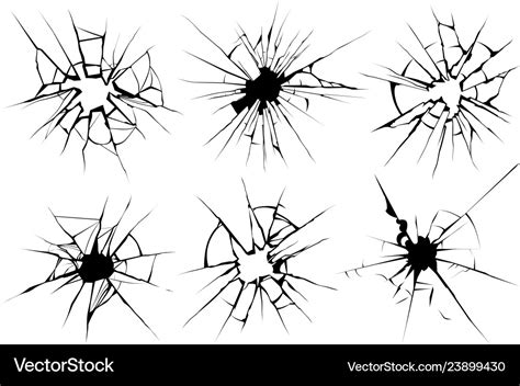 Cracked Glass Broken Window Shattered Glassy Vector Image