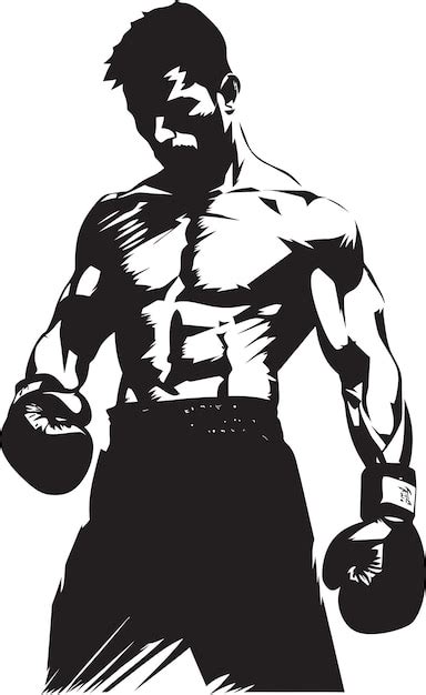 Premium Vector | A black and white image of a man in a boxing ring