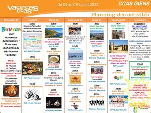 Calam O Planning Giens Semaine