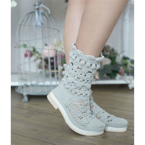 Crochet summer boots Knit boots womens Summer ankle boots Co - Inspire ...