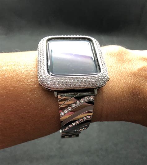 Apple Watch Band 38mm 42mm Womens Mens Rhinestone Crystal Lab Diamonds Bezel Case Cover Iced