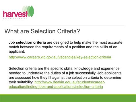 Responding To Selection Criteria Ppt Free Download