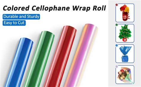 Amazon Joyit Red Cellophane Wrap Roll Ft Long X In