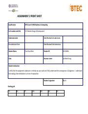 Unit Assignment Frontsheet Pdf Assignment Front