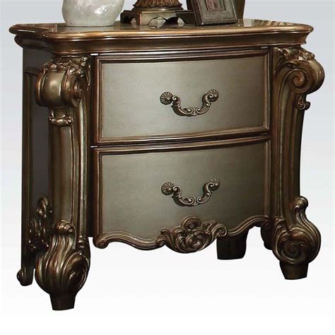 Bone Gold Patina Queen Bedroom Set Pcs Vendome Q Acme Classic