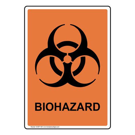 Orange Vertical Biohazard Sign With Symbol - 6 Sizes