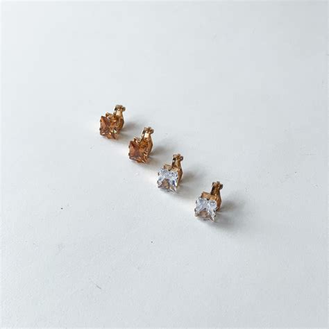 Jual Lavaliere Square Clip Earrings Anting Jepit Hijab Earclip Tanpa