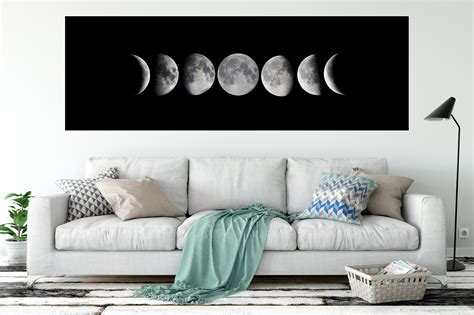 Moon On Canvas Moon Phases Art Moon Phases Wall Art Phases Of The