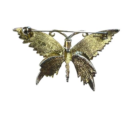 Vintage Butterfly Brooch Pink Stone Chip Mosaic Gold Tone Pin Etsy