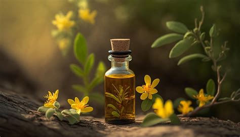 Premium Photo St John S Wort Essential Oil In A Small Bottle