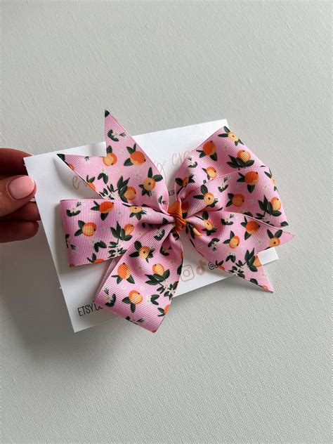 Orange Blossom Hair Bow Toddler Hair Bow Girl Hair Clip Summer Hair Bow