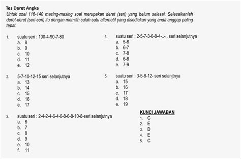 Contoh Soal Psikotest Deret Angka