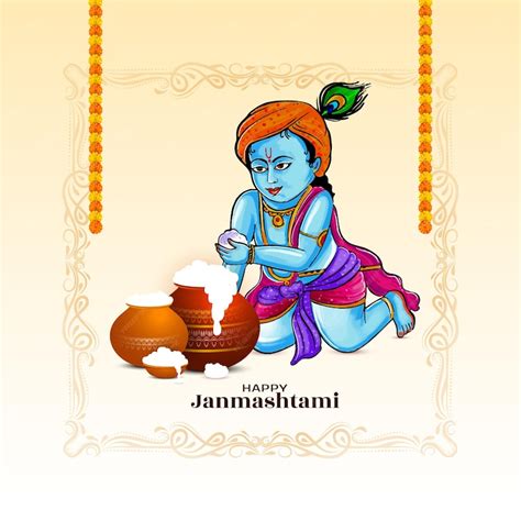 Premium Vector | Happy janmashtami festival cultural celebration ...