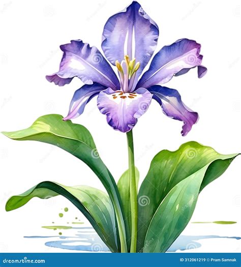 Watercolor Painting Of A Water Hyacinth Eichhornia Crassipes Flower