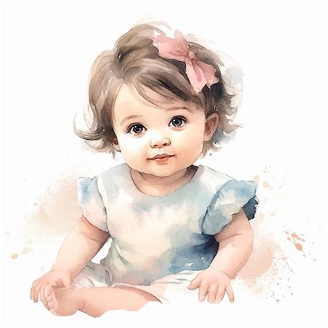 Premium Photo Adorable Baby On Watercolor Illustration