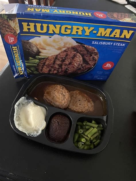 Hungry Man Salisbury Steak The Mashed Potatoes Were Creamy Green Beans Were Crisp And The