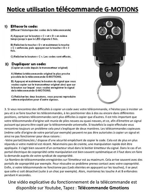 Notice utilisation télécommande G MOTIONS PDF par admin Fichier PDF