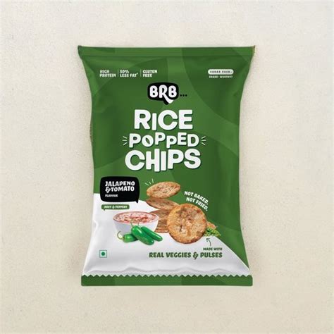 Brb Rice Popped Chips Jalapeno And Tomato Flavour 48 G Buy Online At ₹39 Near Me