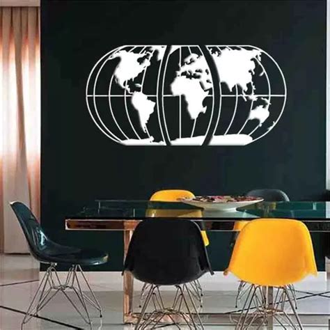 Marco Decorativo Con Forma De Mapa Del Mundo Con Planisferio Hueco MDF