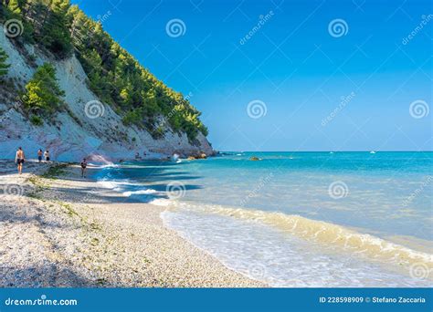 SIROLO ITALY 23 JULY 2021 The Beautiful Sassi Neri Beach Down The