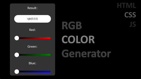 How To Make Rgb Color Generator Using Html Css Js Youtube