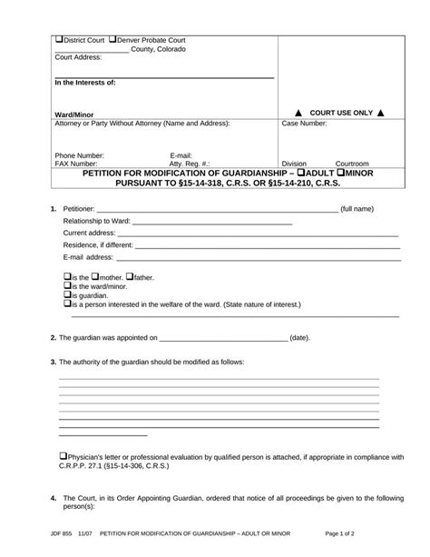 Petition For Modification Of Guardianship Adult Or Minor Attorney Docs