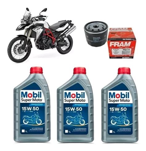 Kit Troca Óleo Bmw F800 Gs Mobil 15w50 Fram Ph6114 Mxx