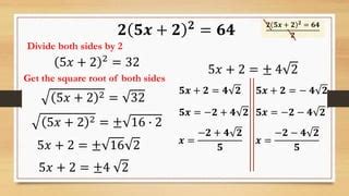 Solving Quadratic Equations By Extracting Square Roots PPT