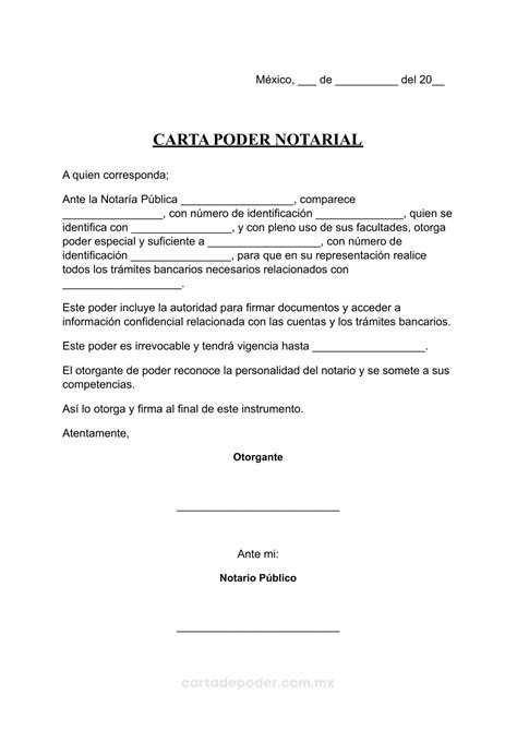 Carta Poder Notarial Para Trámites Bancarios Ejemplos ️