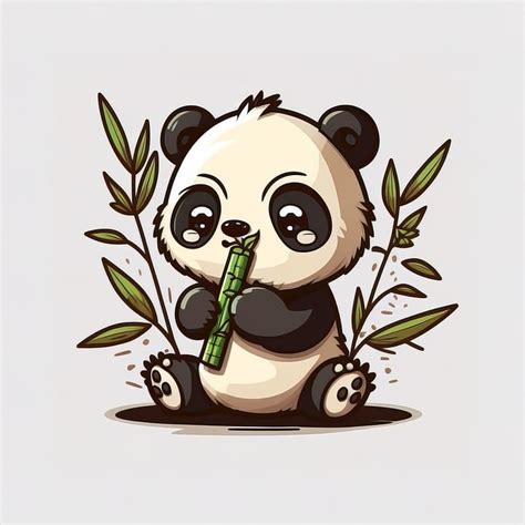 Cartoon Pandas Eating Bamboo