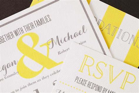 Megan + Mike's Rustic Modern Yellow Wedding Invitations