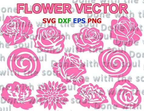 Flower Vector Flower Svg Flower Clip Art Floral Clipart - Etsy