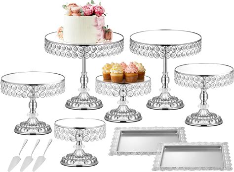 Amazon Nuanchu Pcs Crystal Cake Stand Set With Beaded Mirror Top