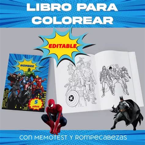 Libro Imprimible Colorear Editable Superhéroes en venta en Río Cuarto