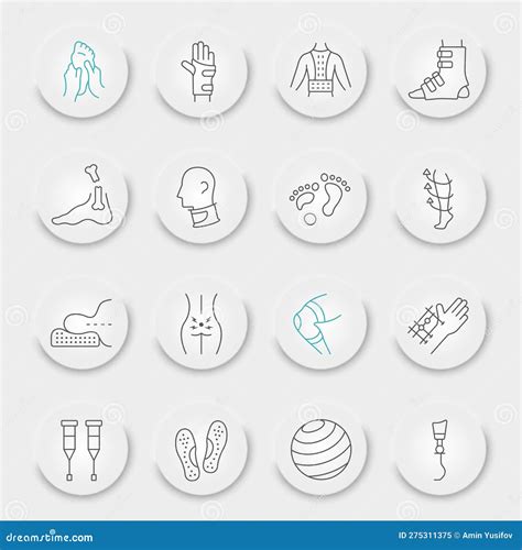 Rehabilitation Line Icon Set Stock Vector Illustration Of Back