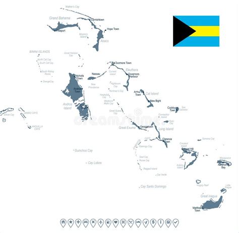 The Bahamas Map Detailed Vector Illustration Stock Illustration