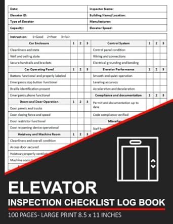 Elevator Inspection Checklist Elevator Inspection Report Book