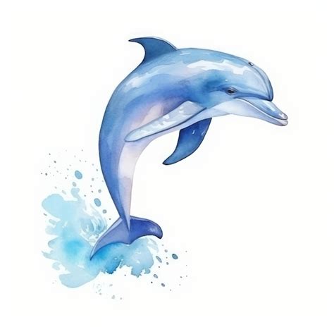 Premium Photo Watercolor Cute Dolphin Isolated On A White Background