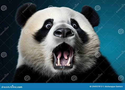 Surprised Panda With Big Eyes On Red Background Stock Image 295356625