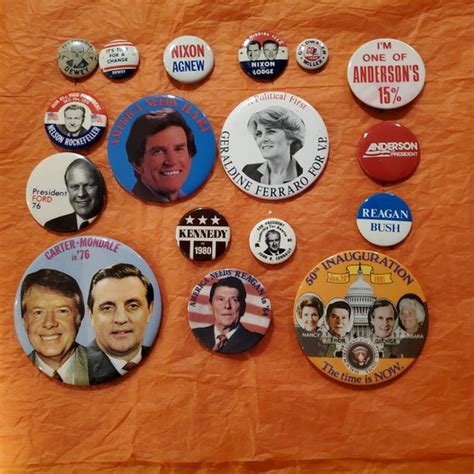 Vintage Political Pins Buttons Reagan Bush Kennedy Gem