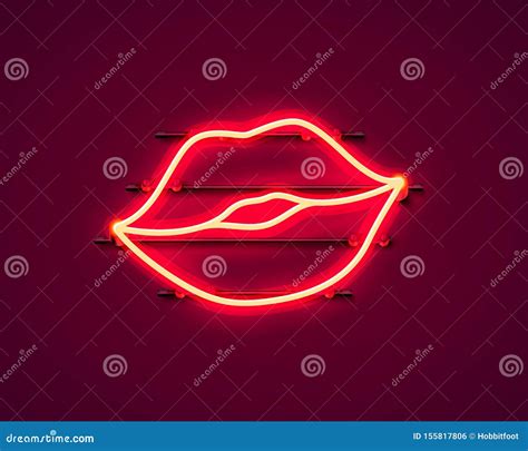 Neon Kiss Label Sticker Red Symbol Banner Stock Illustration Illustration Of Graphic Lamp