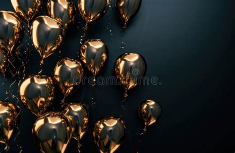 A Black Background with Gold Balloons Stock Photo - Image of generative ...