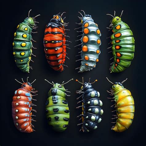 Visualization Of Insect Metamorphosis Process Caterpillar To Butterfly