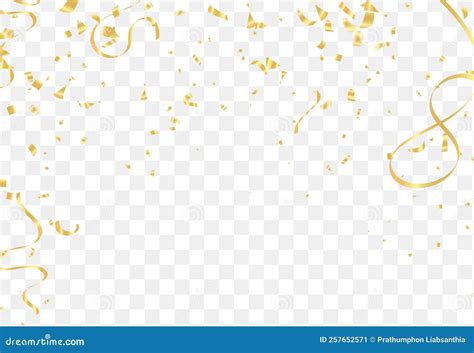 Falling Shiny Golden Confetti Isolated On Transparent Background Vip