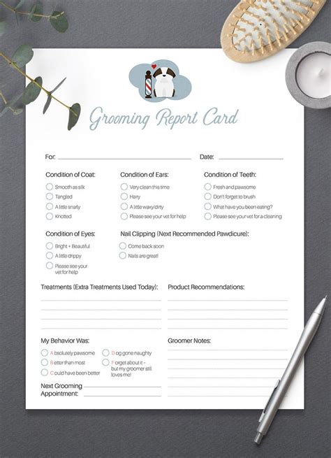 Stylish Pet Grooming Report Card Pack Pet Groomers Pet Etsy