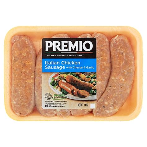 Premio Italian Chicken Sausage With Cheese And Garlic 5 Count 14 Oz Shoprite