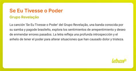 Letra De Grupo Revelação Se Eu Tivesse O Poder - Significado de la canción SE EU TIVESSE O PODER (Grupo Revelação ...
